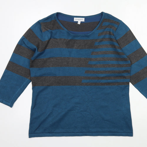 Chianti  Womens Blue Striped Knit Pullover Jumper Size L