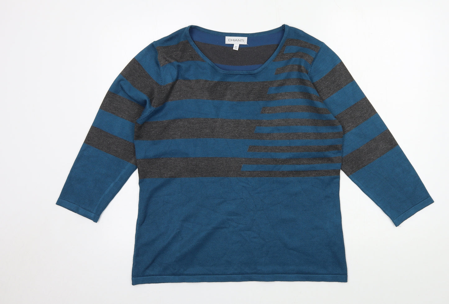 Chianti  Womens Blue Striped Knit Pullover Jumper Size L