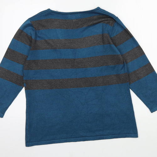 Chianti  Womens Blue Striped Knit Pullover Jumper Size L