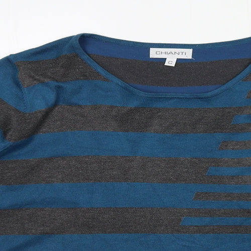 Chianti  Womens Blue Striped Knit Pullover Jumper Size L