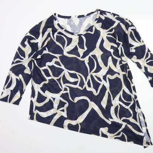 Wallis Womens Blue Geometric Jersey Basic T-Shirt Size 12