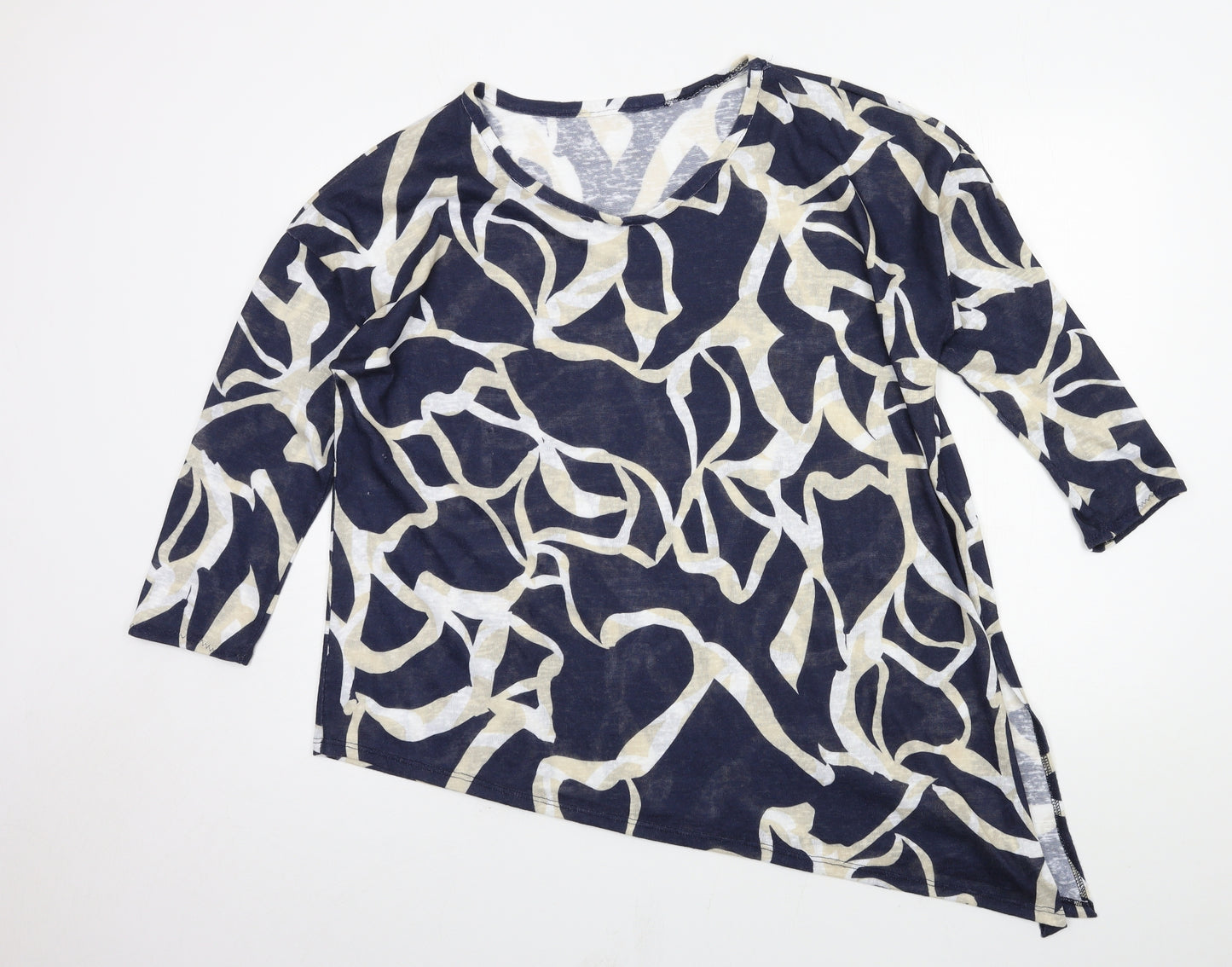 Wallis Womens Blue Geometric Jersey Basic T-Shirt Size 12