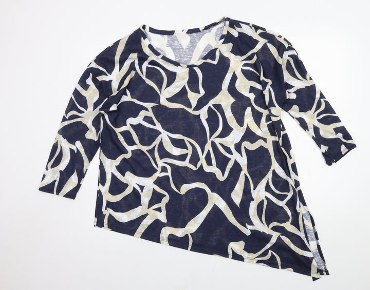 Wallis Womens Blue Geometric Jersey Basic T-Shirt Size 12