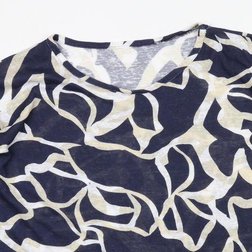 Wallis Womens Blue Geometric Jersey Basic T-Shirt Size 12