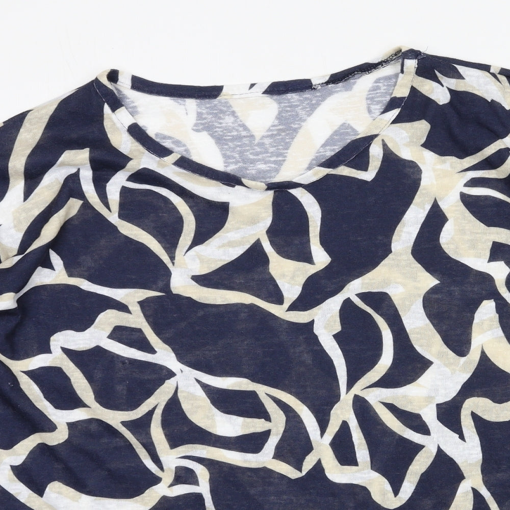 Wallis Womens Blue Geometric Jersey Basic T-Shirt Size 12