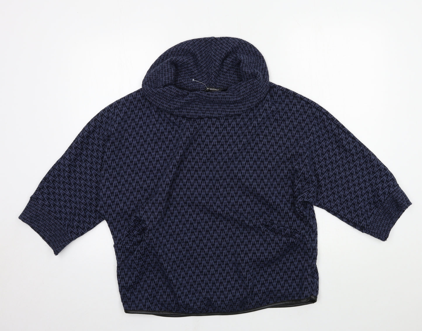 Made in Italy Womens Blue Check Knit Pullover Jumper Size L