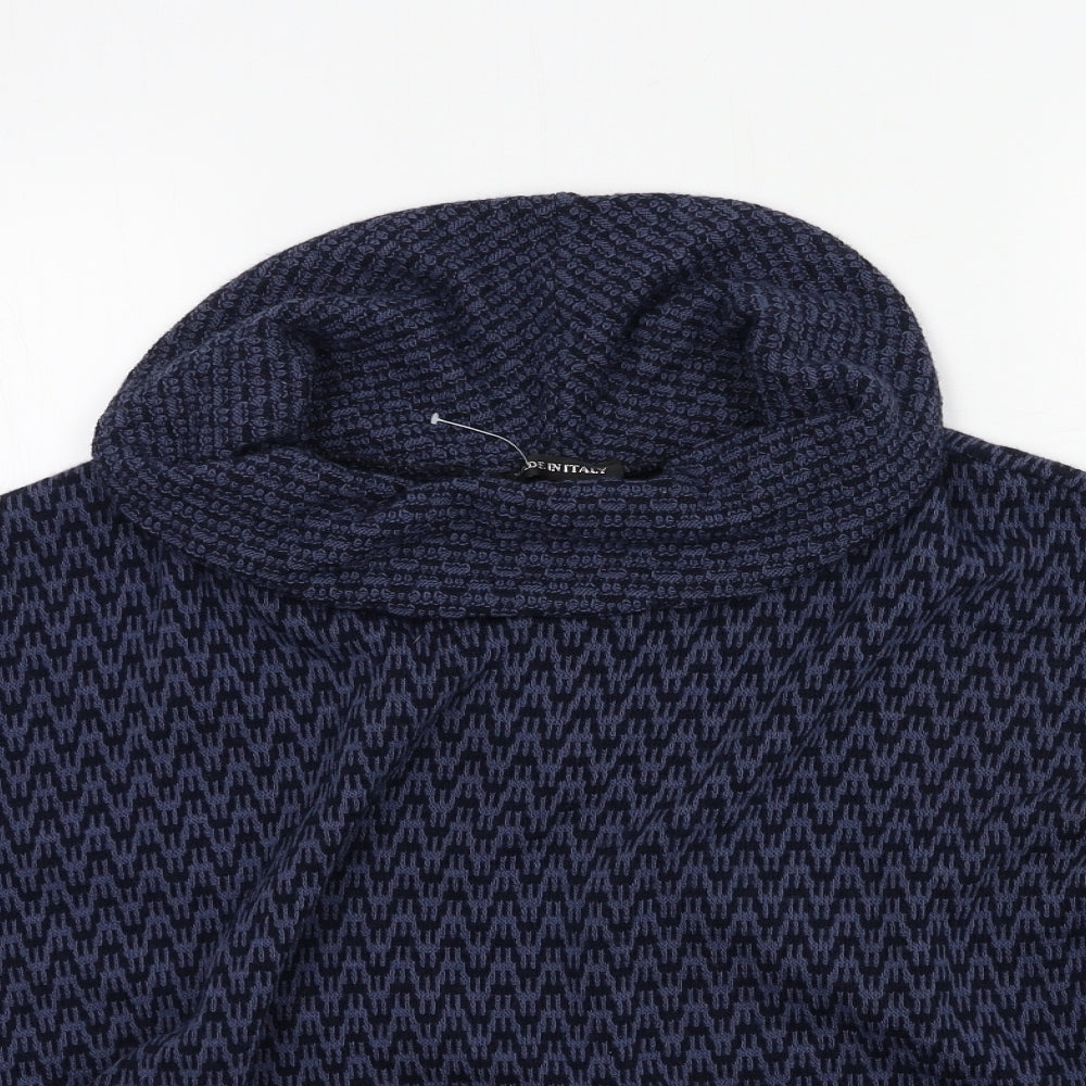 Made in Italy Womens Blue Check Knit Pullover Jumper Size L