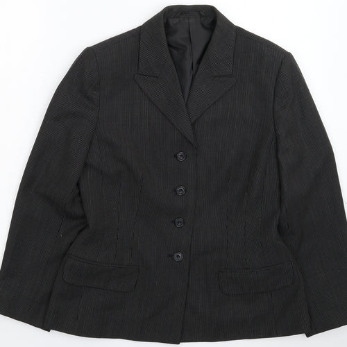 NEXT Womens Black Striped  Jacket Suit Jacket Size 12