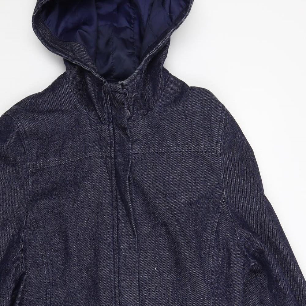 Red Herring Womens Blue  Denim Pea Coat Coat Size 14