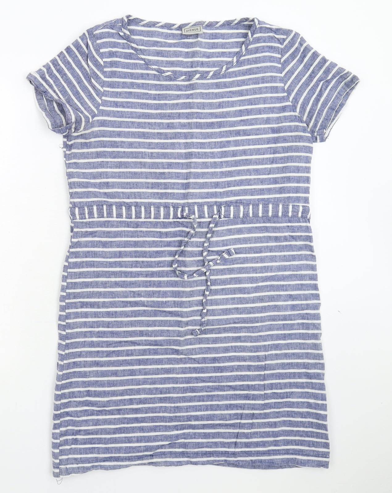 Avenue Womens Blue Striped  T-Shirt Dress  Size 14