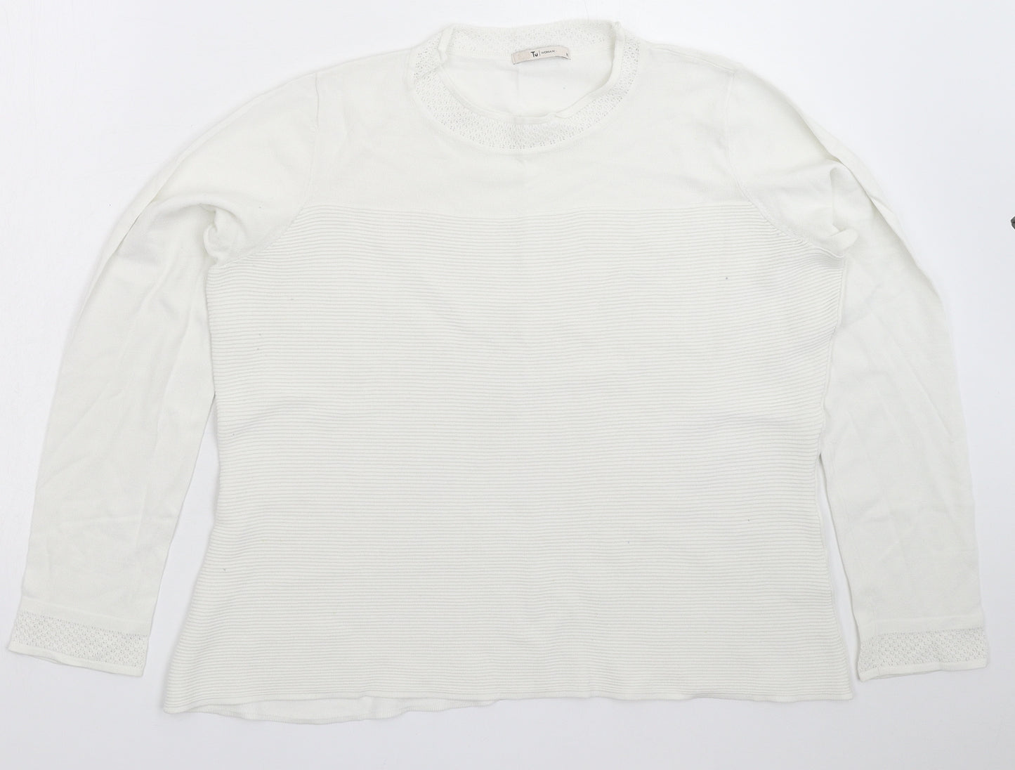 TU Womens White  Knit Pullover Jumper Size 18