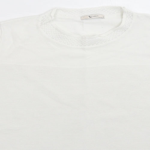 TU Womens White  Knit Pullover Jumper Size 18