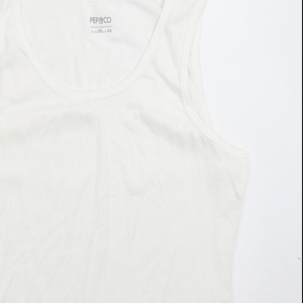 Pep&Co Womens White   Basic Tank Size 16