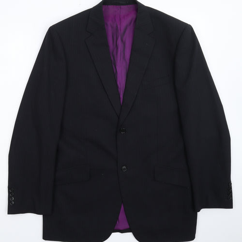 Milan Mens Black Striped  Jacket Suit Jacket Size 40