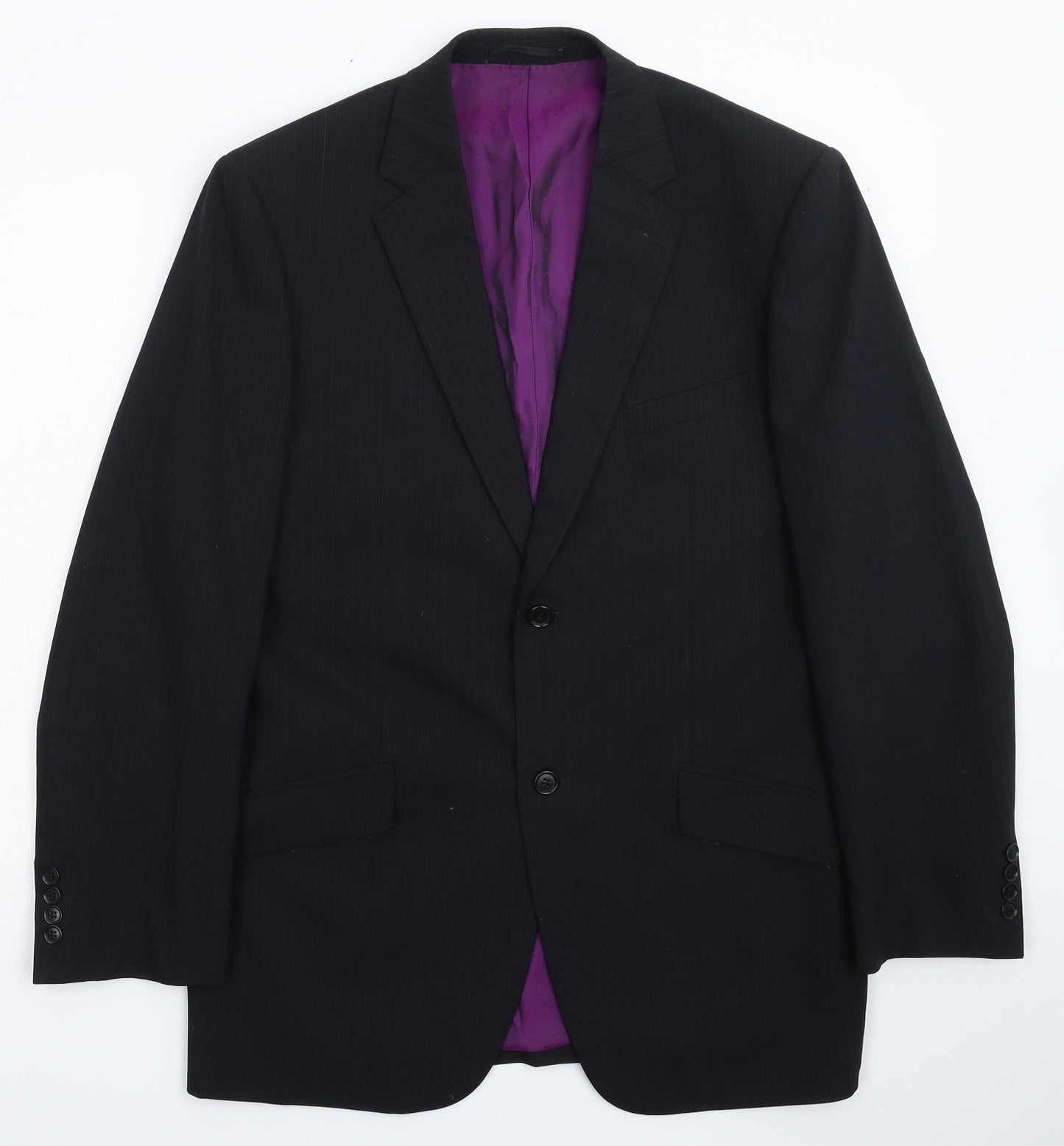 Milan Mens Black Striped  Jacket Suit Jacket Size 40