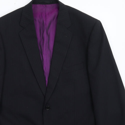Milan Mens Black Striped  Jacket Suit Jacket Size 40