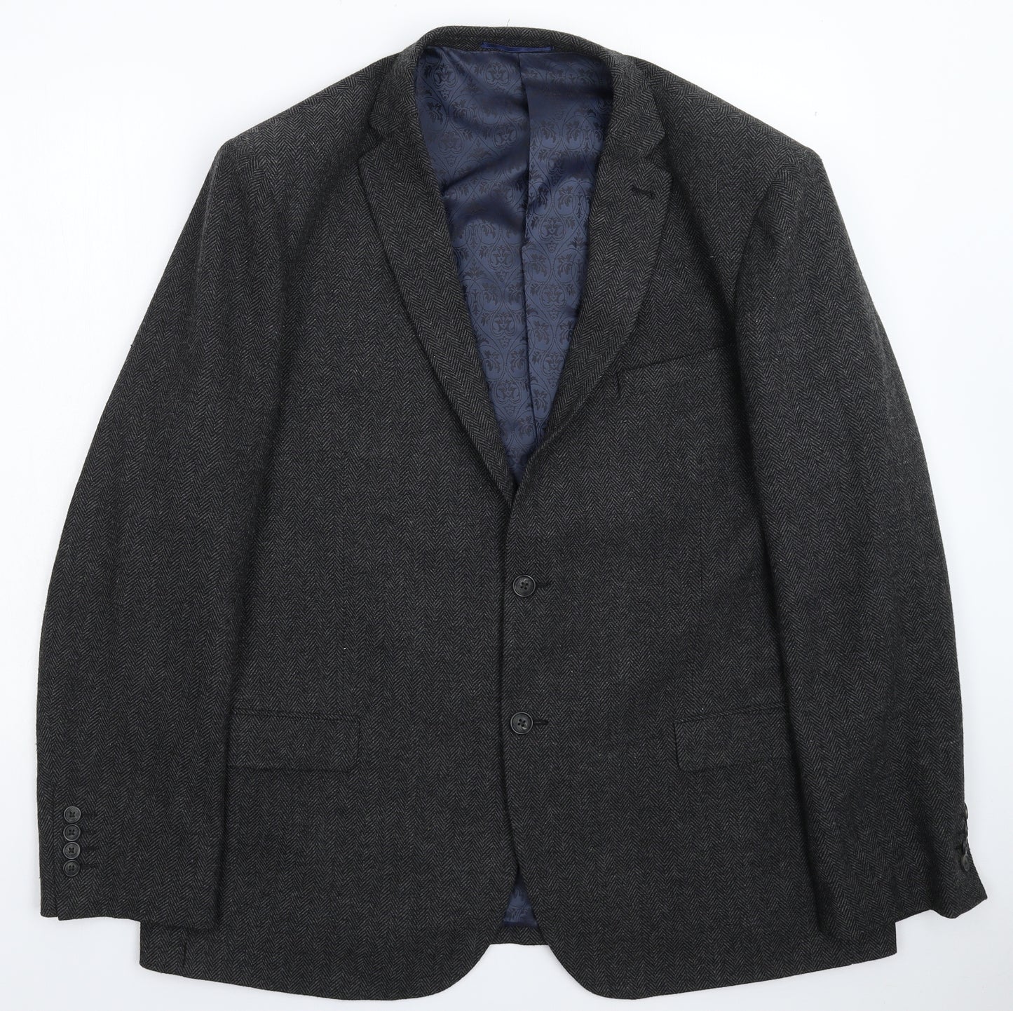 Tailor & Cutter Mens Grey Herringbone  Jacket Suit Jacket Size 46