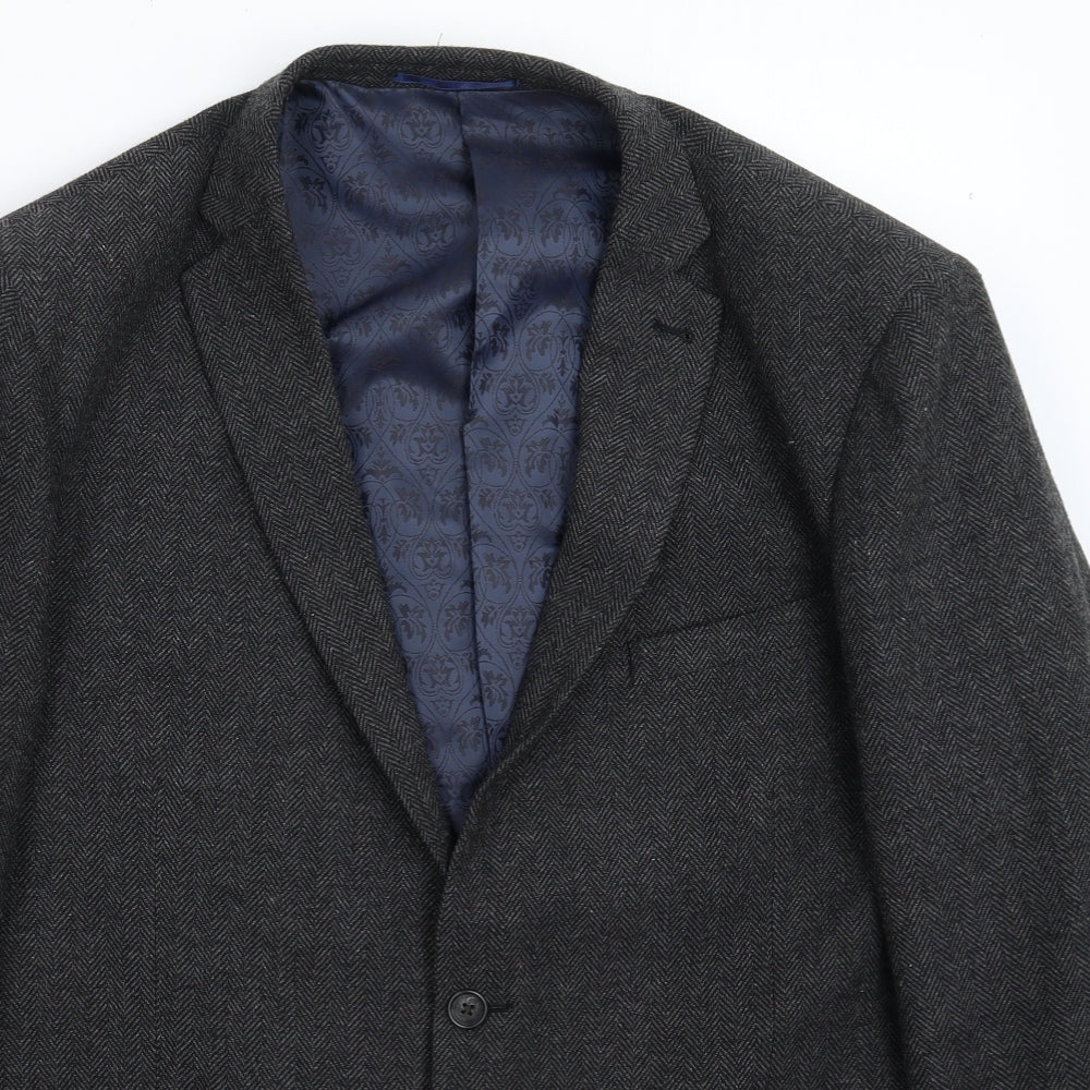 Tailor & Cutter Mens Grey Herringbone  Jacket Suit Jacket Size 46