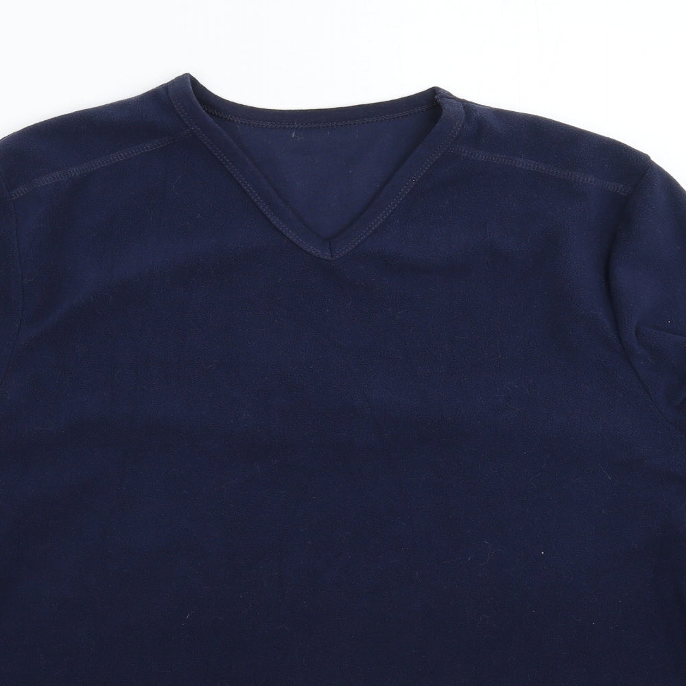 Matalan Mens Blue Solid Fleece  Pyjama Top Size M