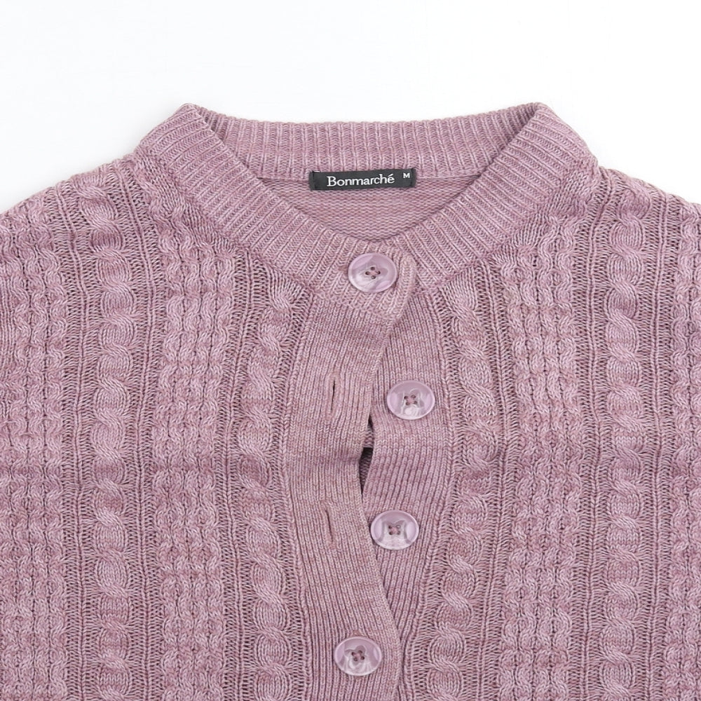Bonmarché Womens Purple  Knit Cardigan Jumper Size M