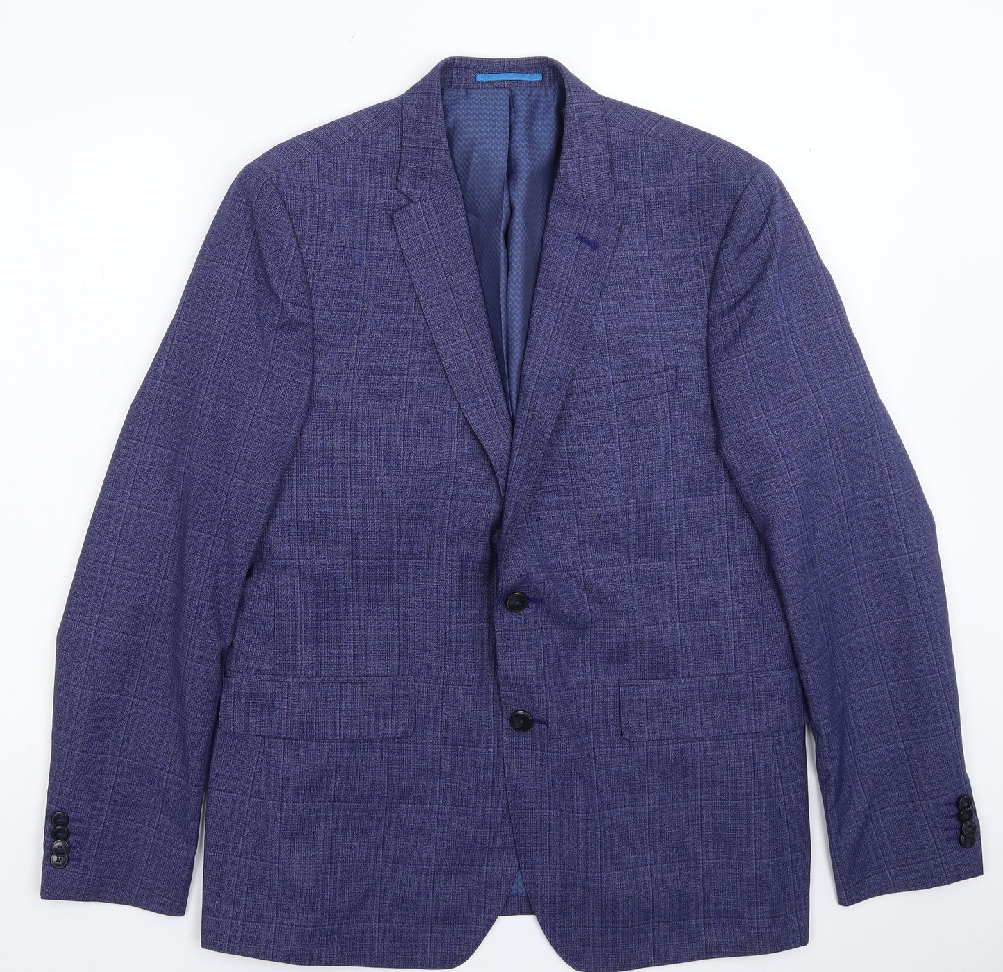 Burton Mens Blue Check  Jacket Suit Jacket Size 44