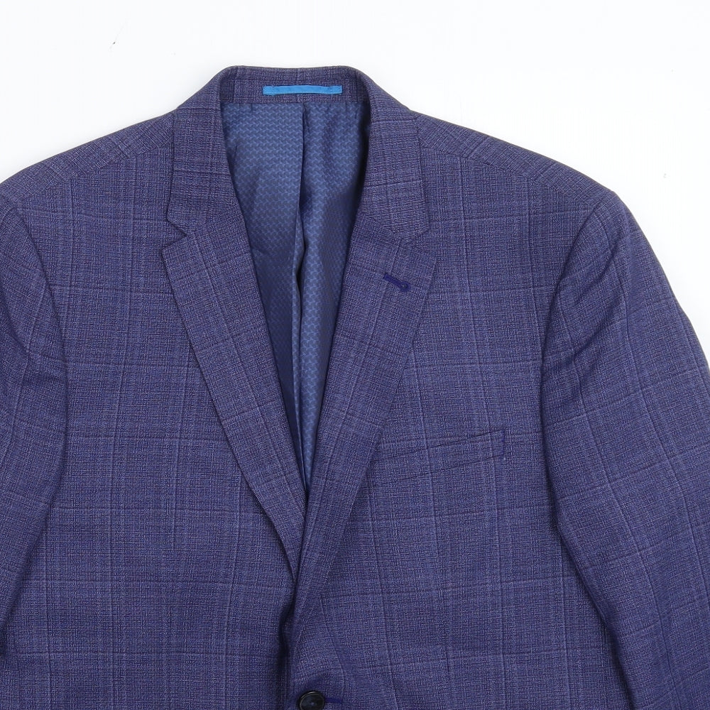 Burton Mens Blue Check  Jacket Suit Jacket Size 44
