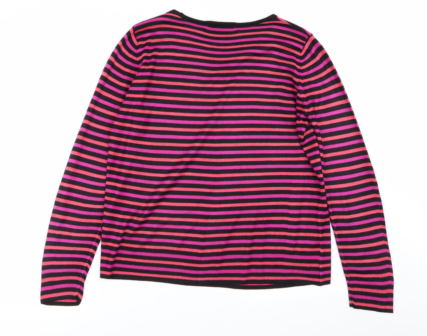 M&S Womens Multicoloured Striped  Basic T-Shirt Size 14