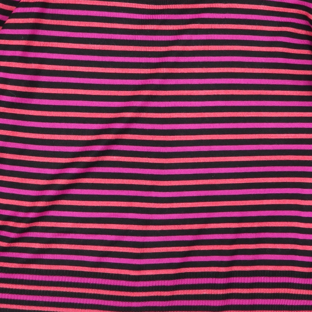 M&S Womens Multicoloured Striped  Basic T-Shirt Size 14