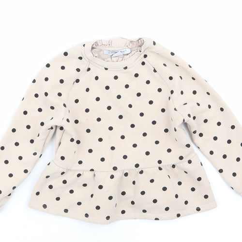 Primark Girls Beige Polka Dot  Pullover Jumper Size 2-3 Years