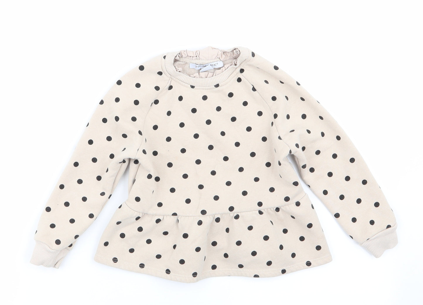 Primark Girls Beige Polka Dot  Pullover Jumper Size 2-3 Years