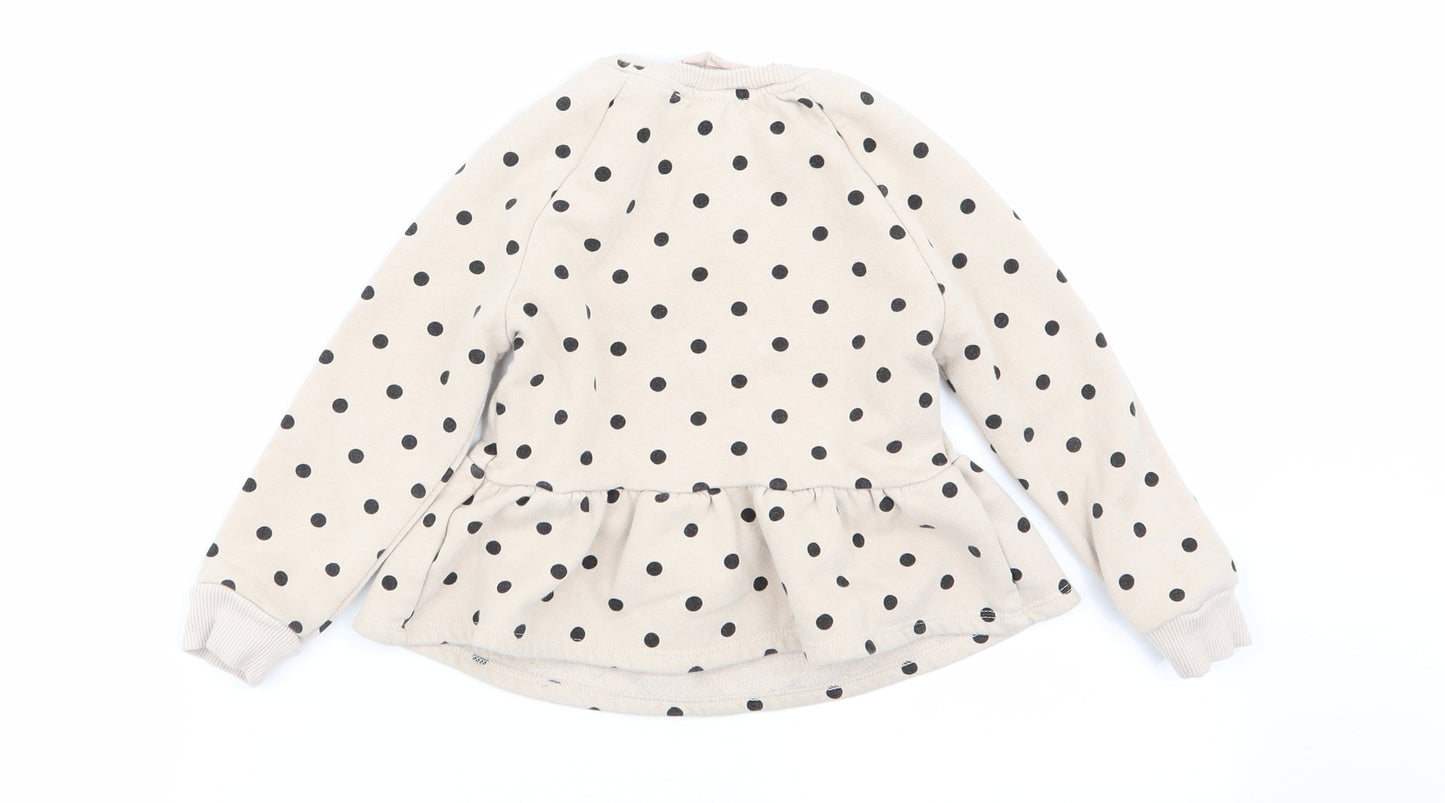 Primark Girls Beige Polka Dot  Pullover Jumper Size 2-3 Years