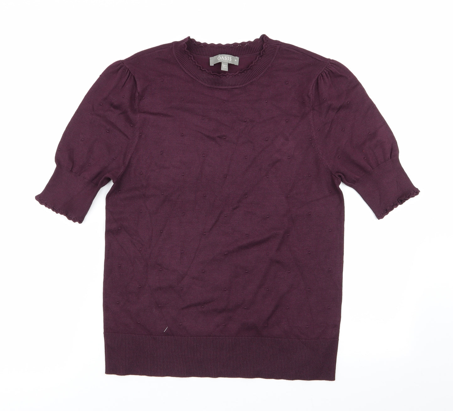 Oasis Womens Purple Polka Dot  Basic T-Shirt Size M