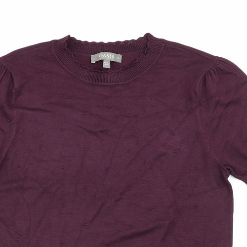 Oasis Womens Purple Polka Dot  Basic T-Shirt Size M