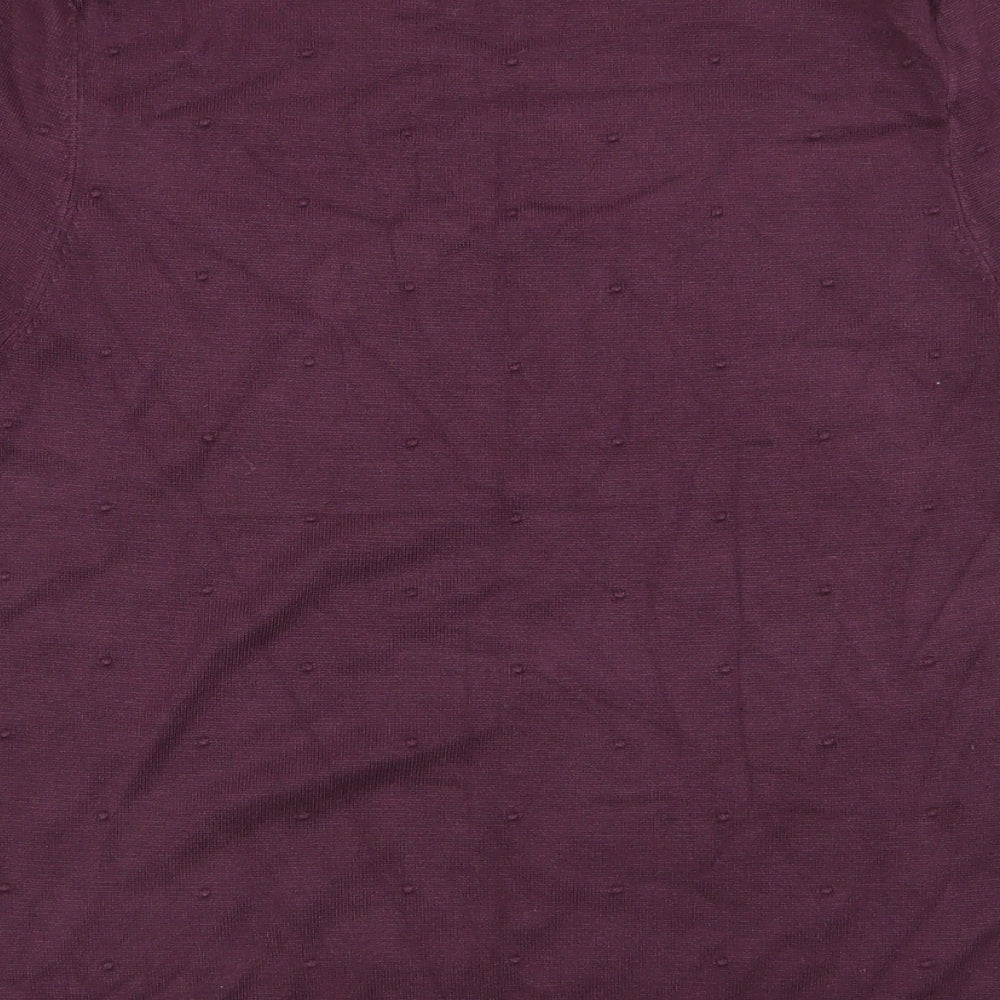 Oasis Womens Purple Polka Dot  Basic T-Shirt Size M
