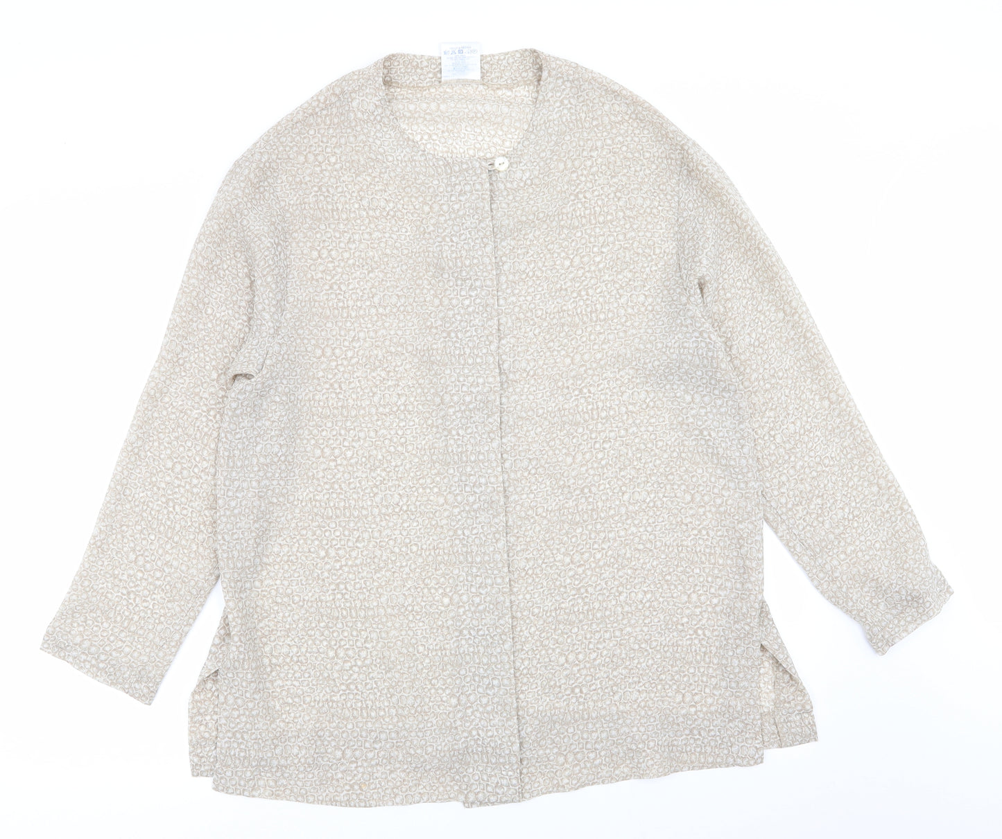 Alexon Womens Beige Geometric  Basic Button-Up Size 10