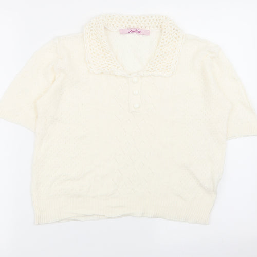 amalina Womens White   Basic Polo Size 10