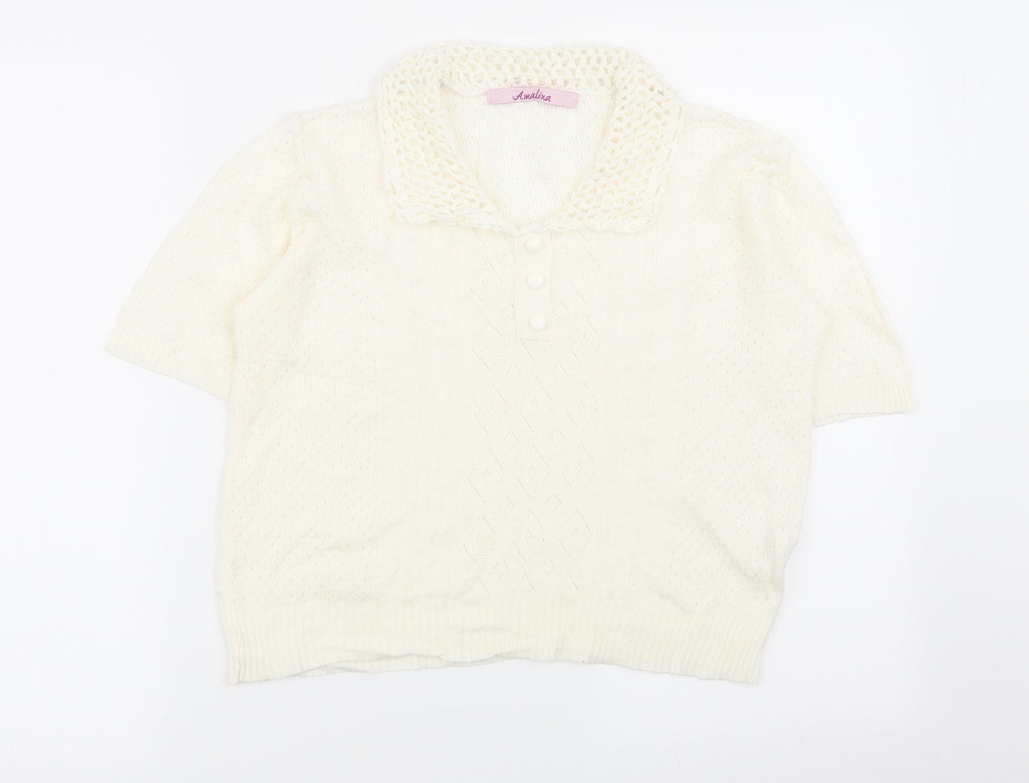 amalina Womens White   Basic Polo Size 10