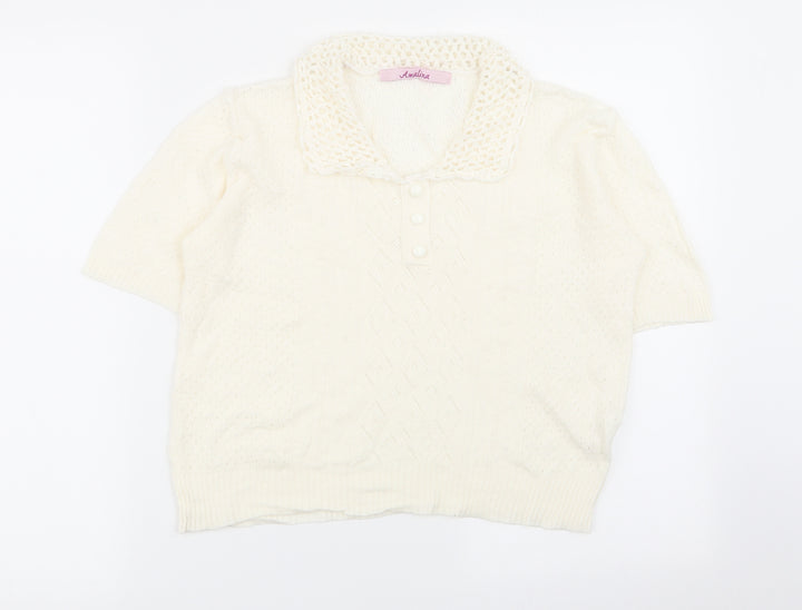 amalina Womens White   Basic Polo Size 10