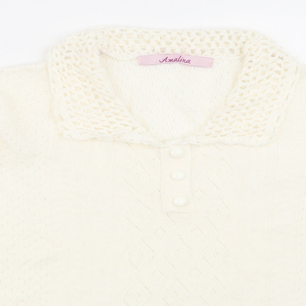 amalina Womens White   Basic Polo Size 10