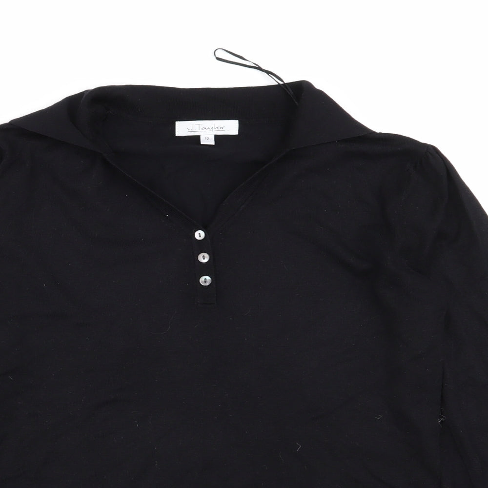 j.taylor Womens Black   Basic Polo Size 12