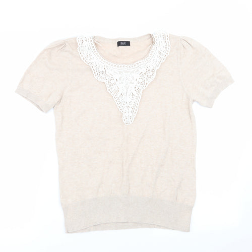 M&S Womens Beige   Basic T-Shirt Size 14