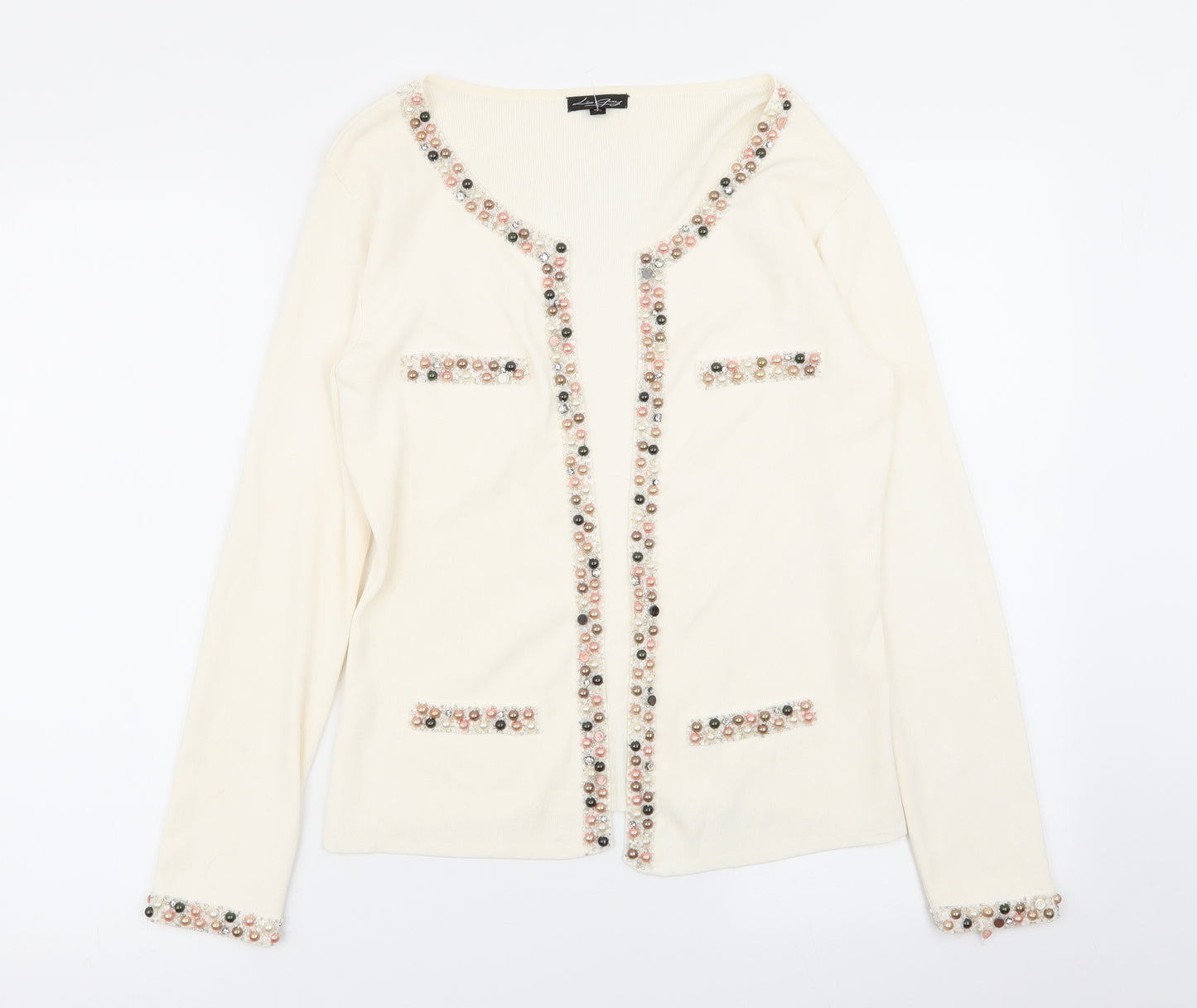 leo  Womens Ivory   Cardigan Jumper Size M