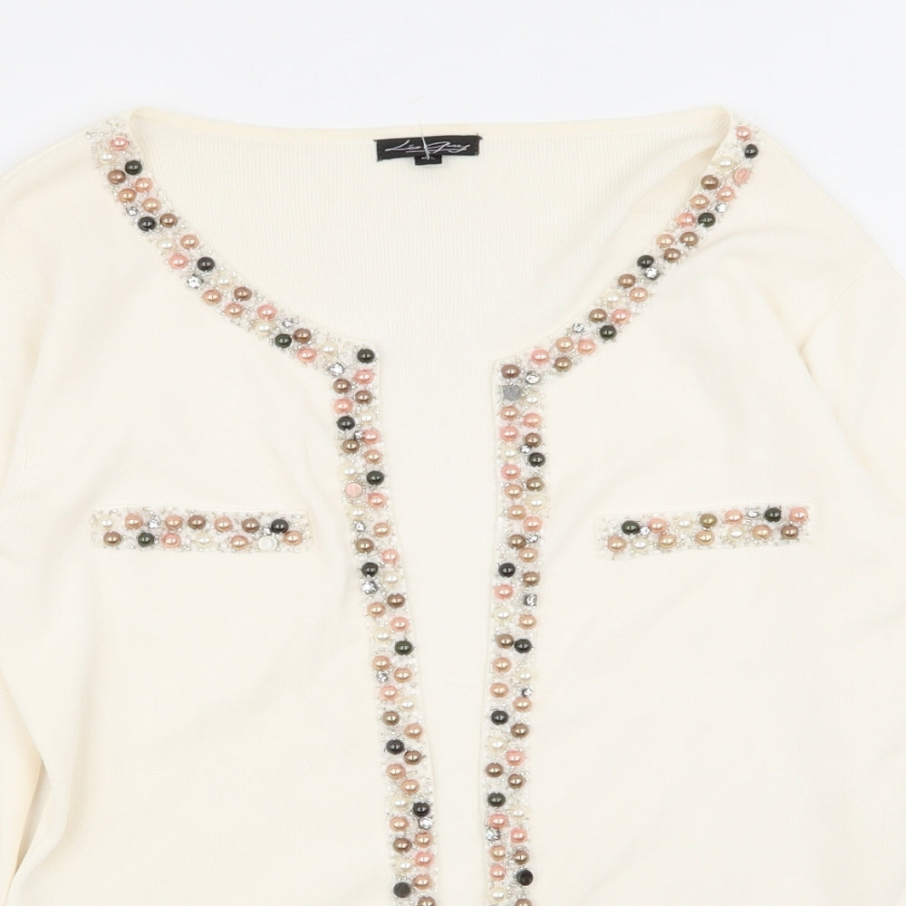leo  Womens Ivory   Cardigan Jumper Size M