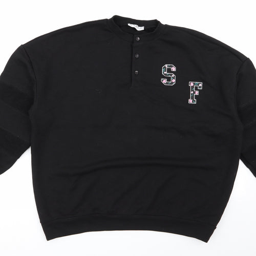 stuffle Womens Black Floral  Pullover Jumper Size 10