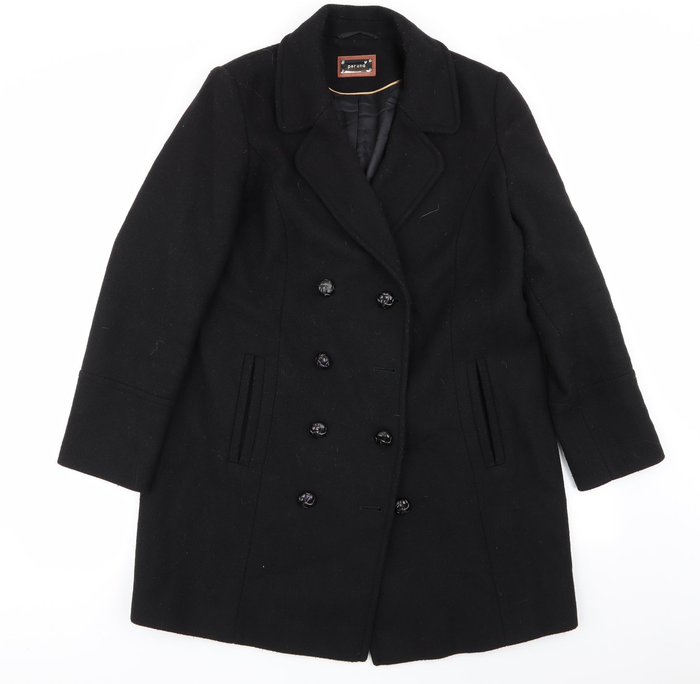Per Una Womens Black   Overcoat Coat Size 14