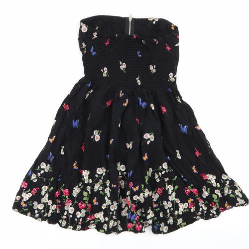 Primark Womens Black Floral  Fit & Flare  Size 8