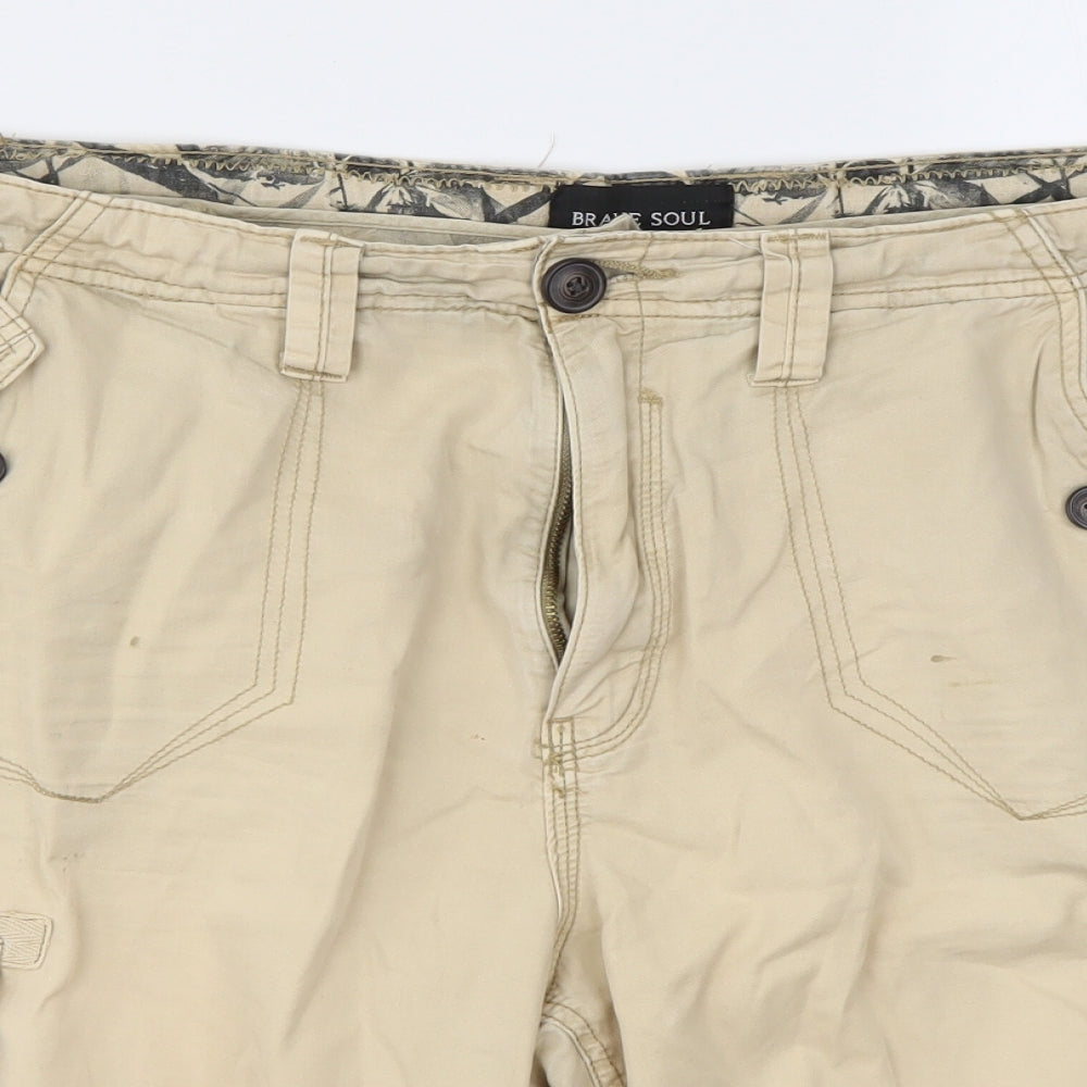 Brave Soul Mens Beige   Chino Shorts Size L