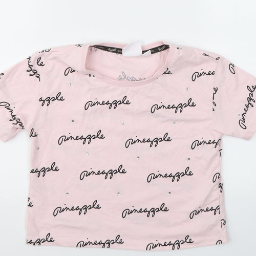 PRIMARK  Girls Pink Geometric  Basic T-Shirt Size 9-10 Years