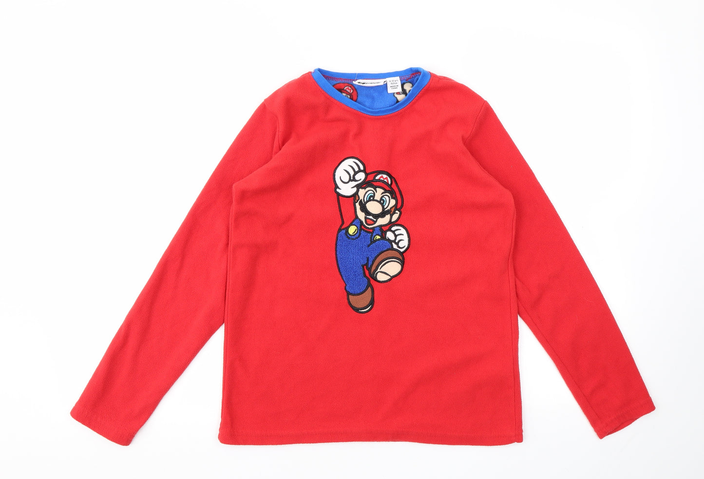 super mario  Boys Red Geometric   Pyjama Top Size 11-12 Years