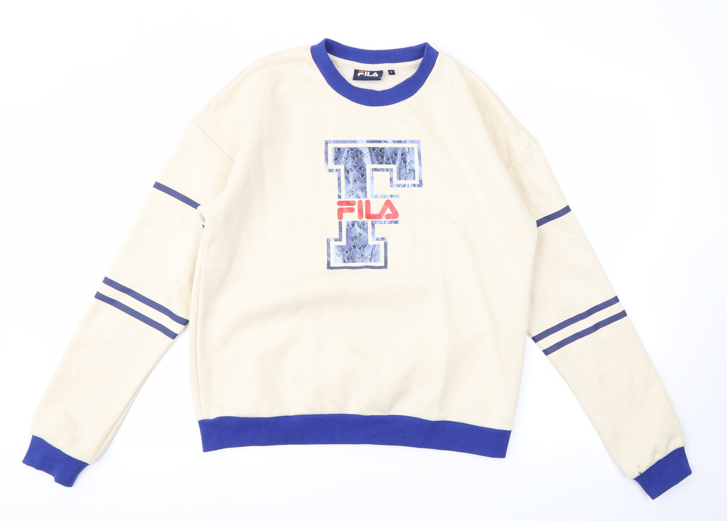 FILA  Womens Ivory Geometric  Pullover Jumper Size S